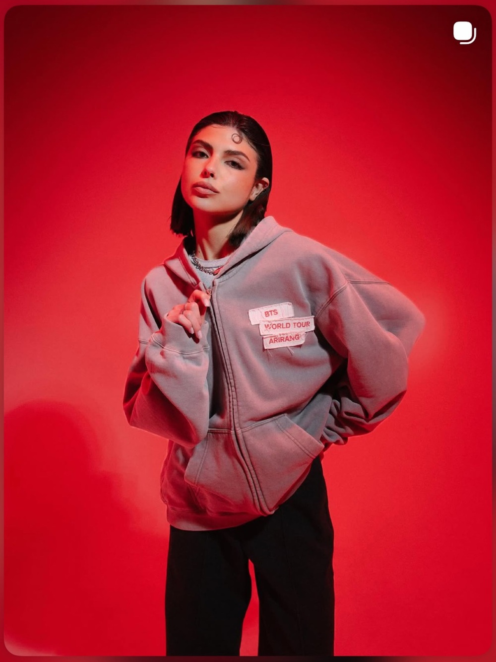 BTS World Tour Arirang Gray Zip Hoodie Jacket - North America Exclusive